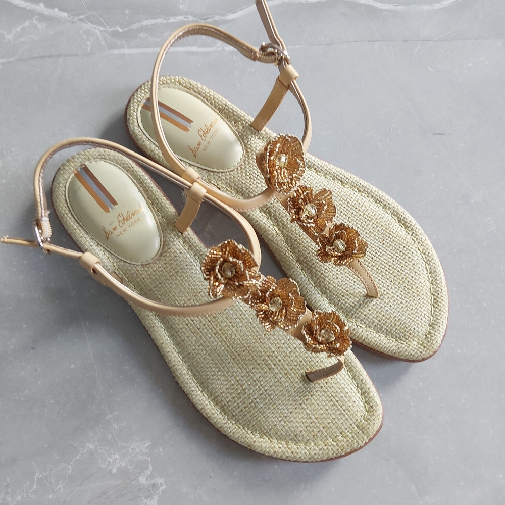 Sam Edelman Gold Floral Sandals